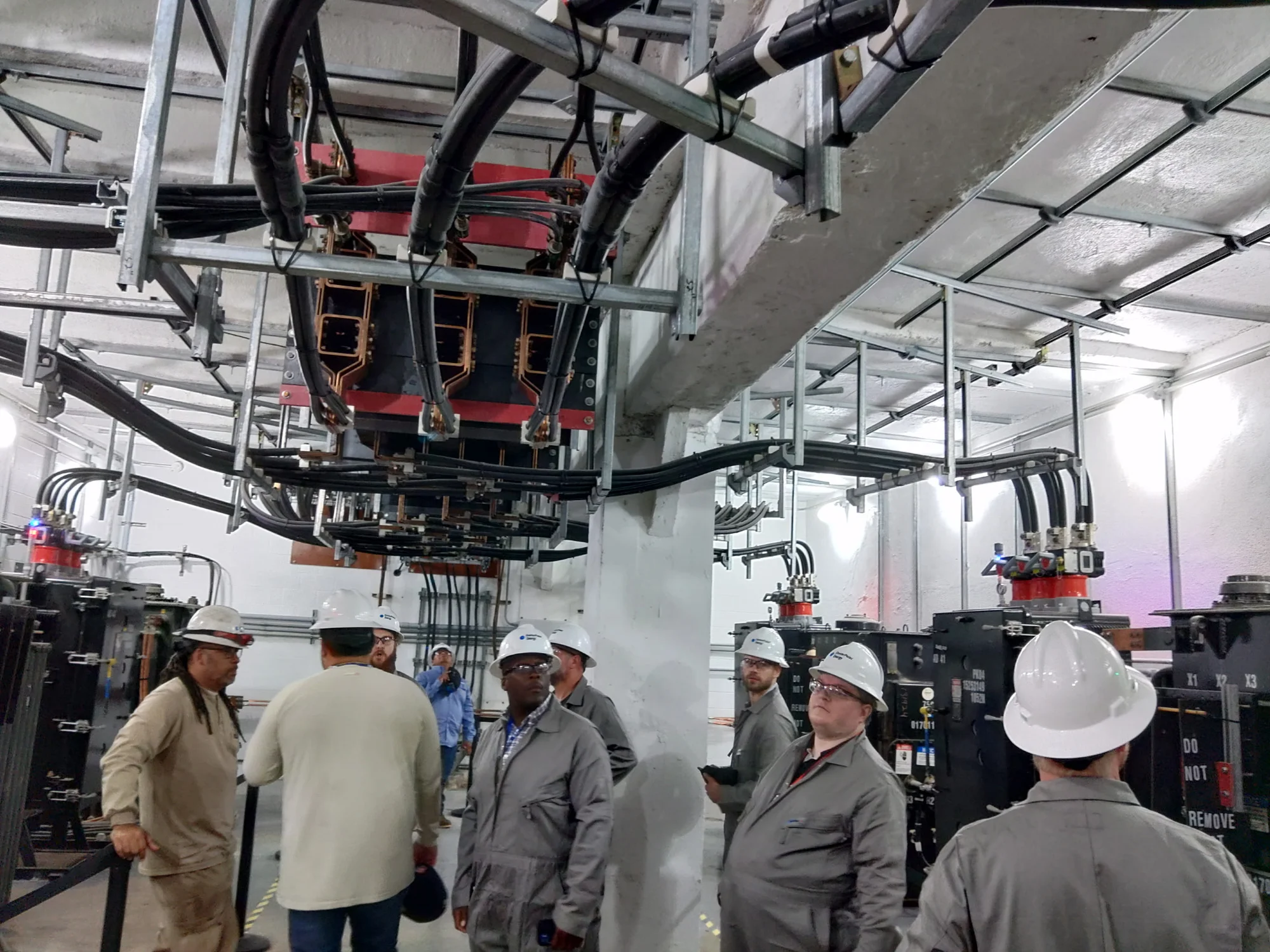 Underground vault inspection — looking down into an open street-level access
